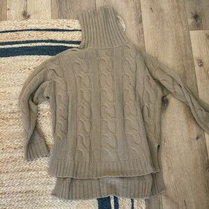 Niki Lotan 100% cashmere Turtleneck Cable Knit Sweater - Taupe